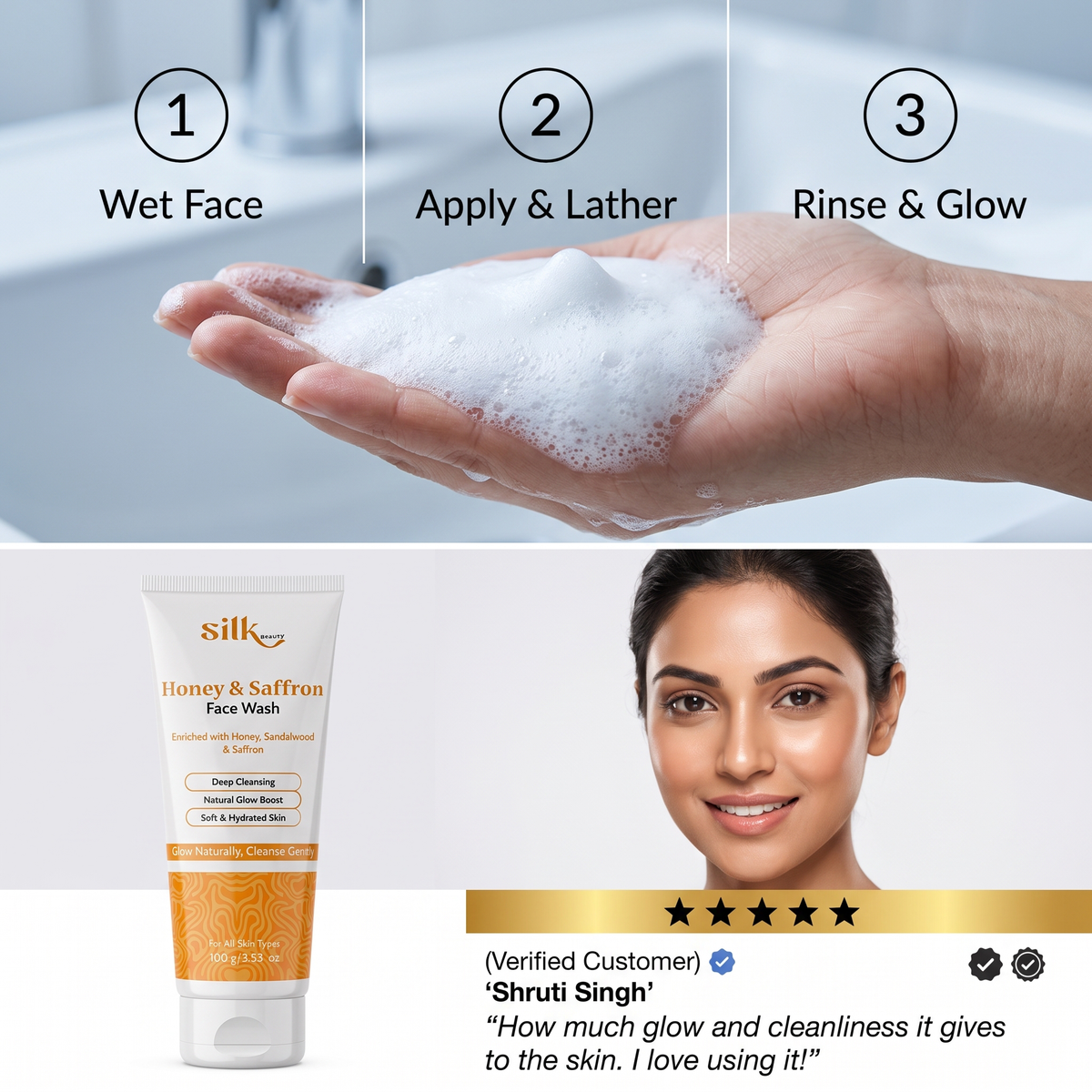Silk Beauty Honey & Saffron Face Wash - 100g